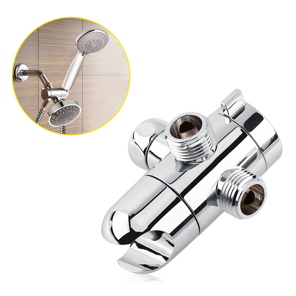 

Multifunction 3 Way Shower Head Holder Water Saving Diverter Silver Polished Chrome Wall Mounted Shower Valve Fix Bracket
