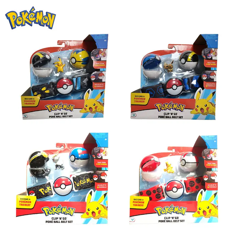 TAKARA TOMY Покемон пояс экшн Фигурки игрушки Пикачу Jangmo o Eevee Аниме фигурки ткать мяч