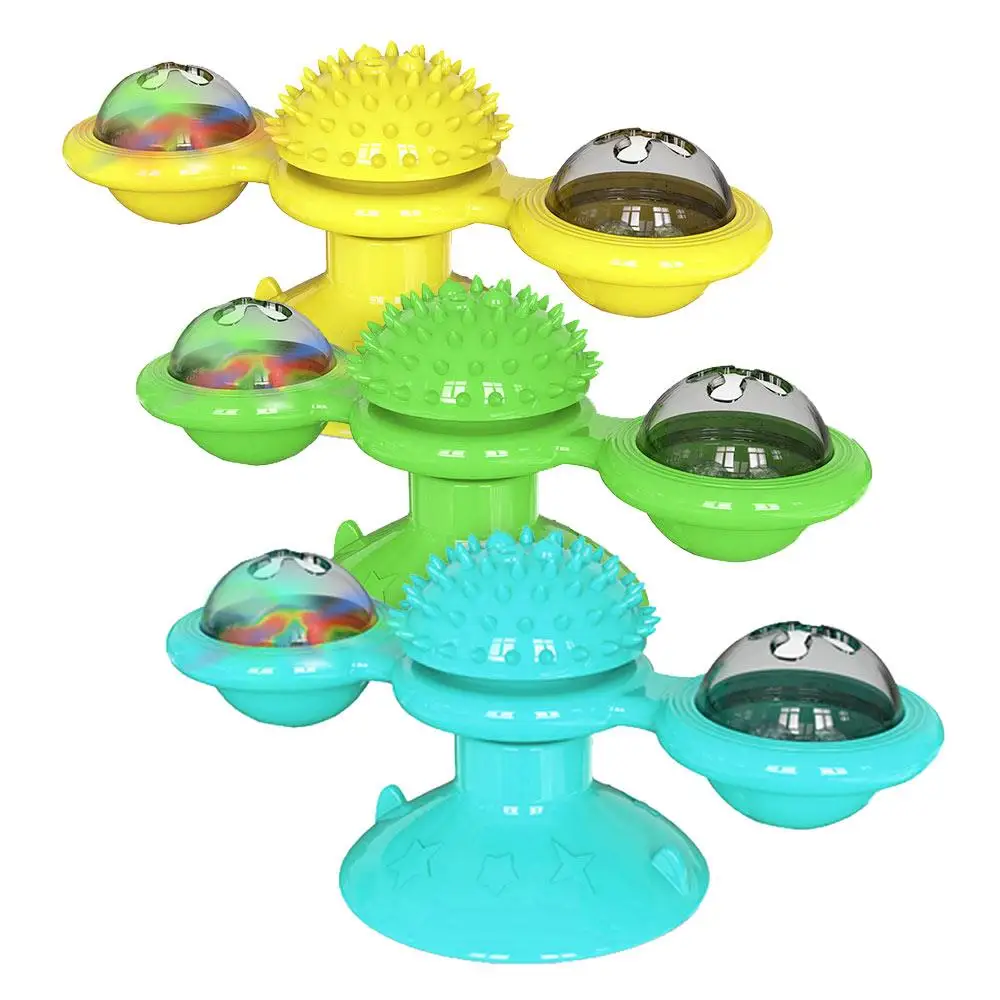 

3 Colors Multifunctional Funny Windmill Cat Toy Cat Turntable Toy Kitten Windmill Ball Massage Improve Intelligence Pet Toys