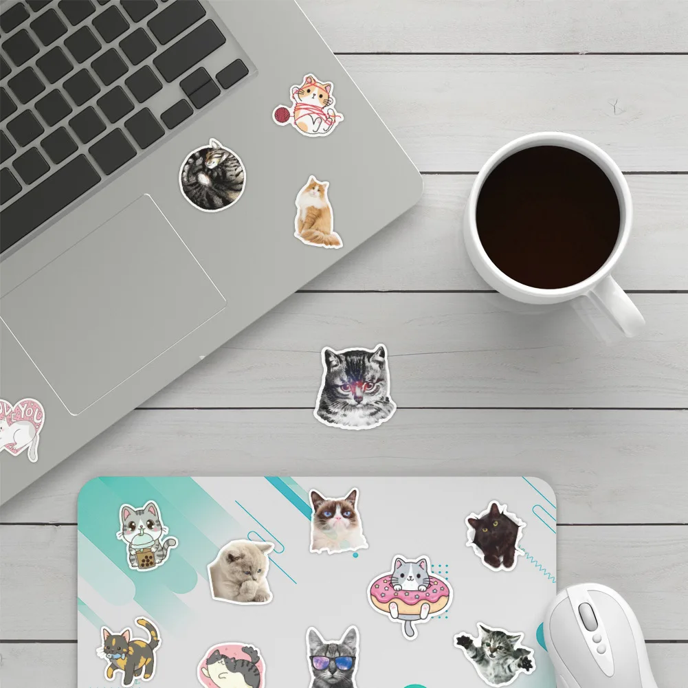 

10/30/50PCS New Pet Cat Graffiti Stickers Waterproof Suitcase Laptop Scooter Water Cup Waterproof Decorative Stickers Wholesale