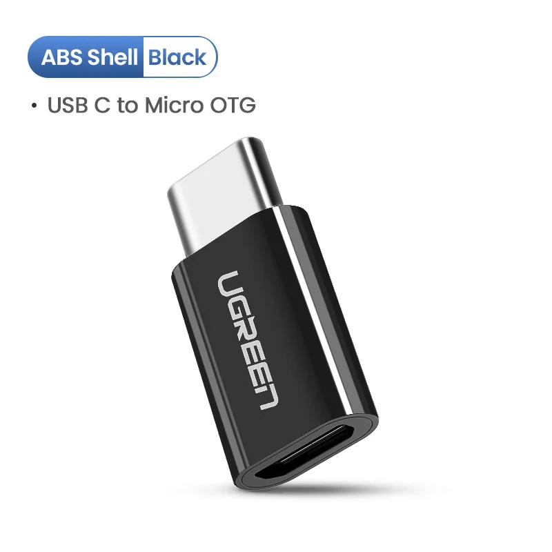 ABS Black Ugreen USB адаптер USB C на Micro USB OTG Тип Кабеля C конвертер для Macbook samsung Galaxy S8 S9 huawei p20 pro p10 OTG адаптер - Цвет: ABS Black