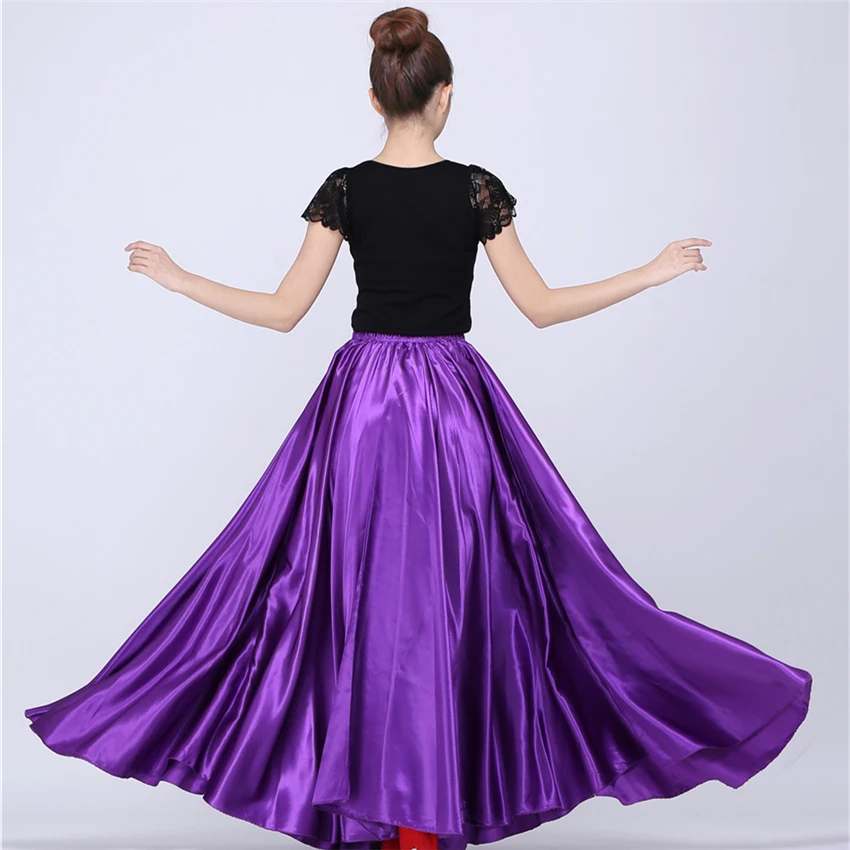 10Color Flamenco Skirts for Women Spanish Dance Gypsy Belly Chorus Adult Solid Stage Performance Women Bullfighting Spain Dress images - 6