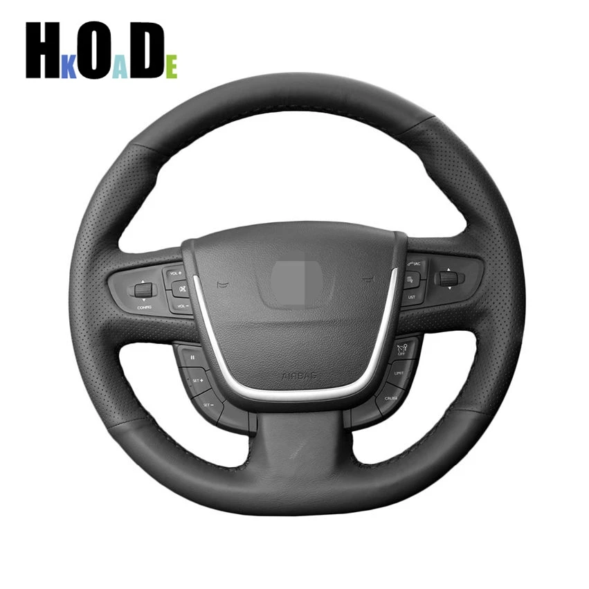 

Black PU Leather Artificial Hand-stitched Car Steering Wheel Covers Wrap for Peugeot 508 2011-2008 508 SW 2011-2008