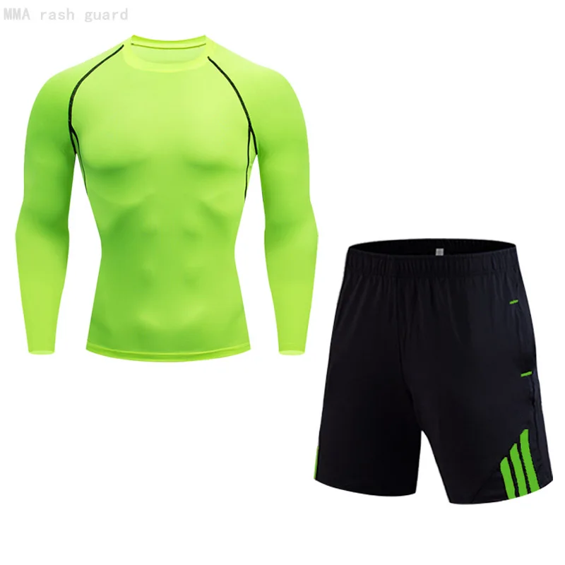 

Man Sportswear Tracksuit Set Running Top Sports Shorts Solid Color 2-piece Set Summer Quick Dry Workout Clothes Gym Shirt Man