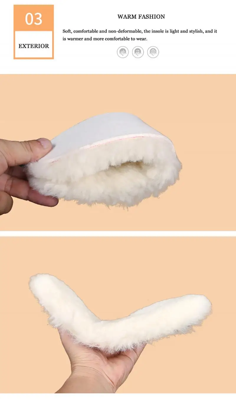 

1 Pair Unisex Thermal Wool Insoles Plush Fur Insole Heated Sweat Absorbent Warm Autumn And Winter Snow Boots Foot Pad Cushion