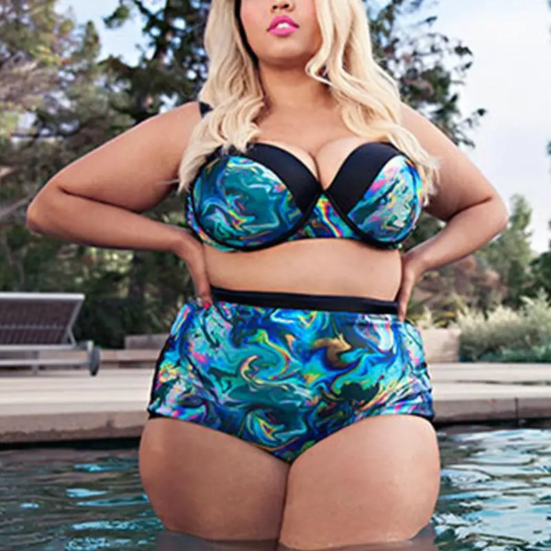 Женский треугольный бюстгальтер бикини размера плюс с цветочным принтом