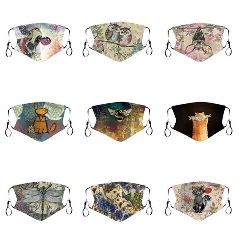 10 типов маски для взрослых 3D Животные корова кот Сова принт женские дышащие
