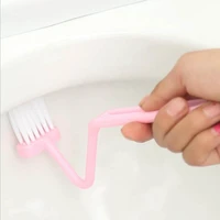 toilet brush holder scrubber v type cleaner clean brush bent bowl handle for household cleaning corner color random