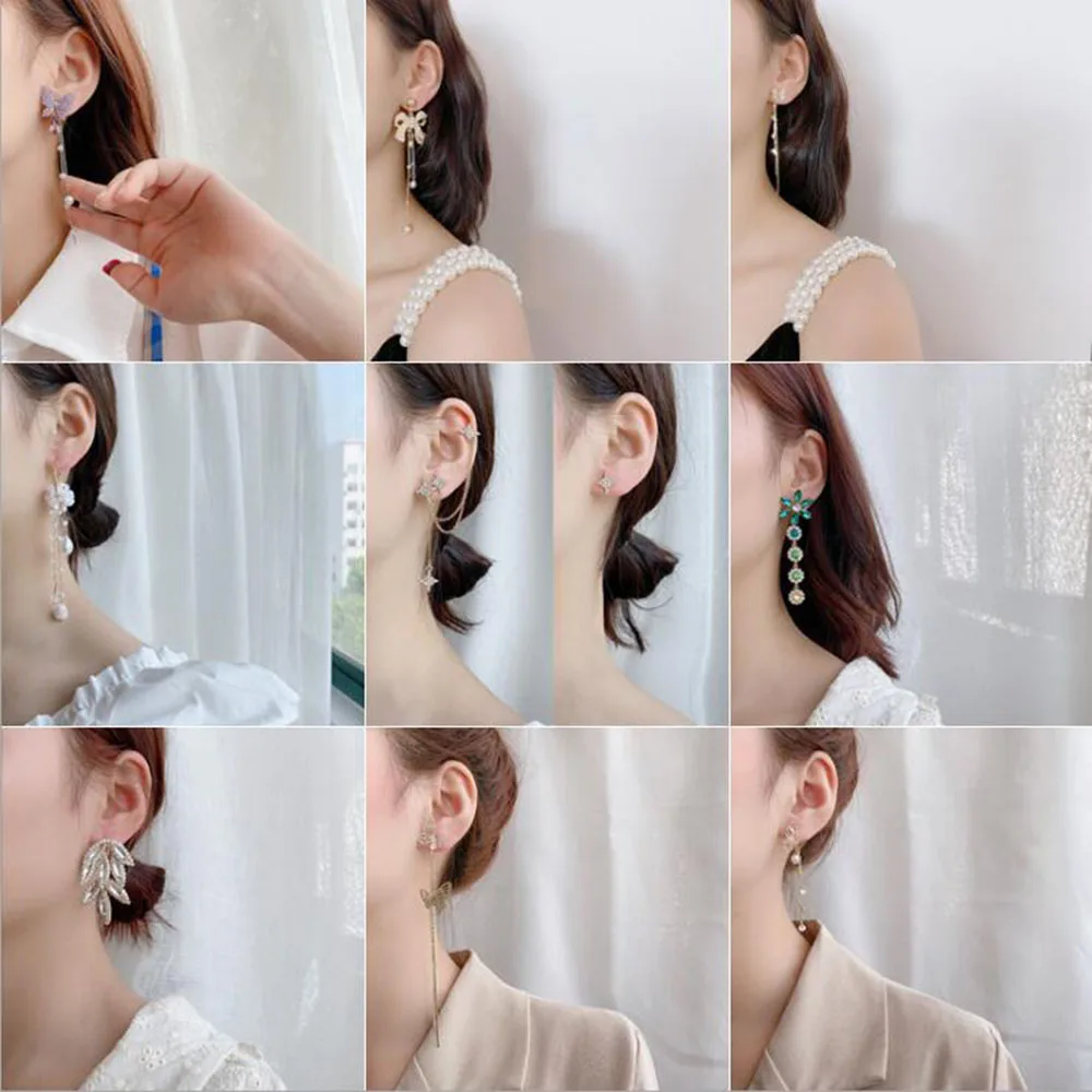 

Fashion Women Earrings Charm Long Chain Rhinestone Crystal Dangle Earrings Korean Statement Drop Earrings 2021 New Jewelry Gifts