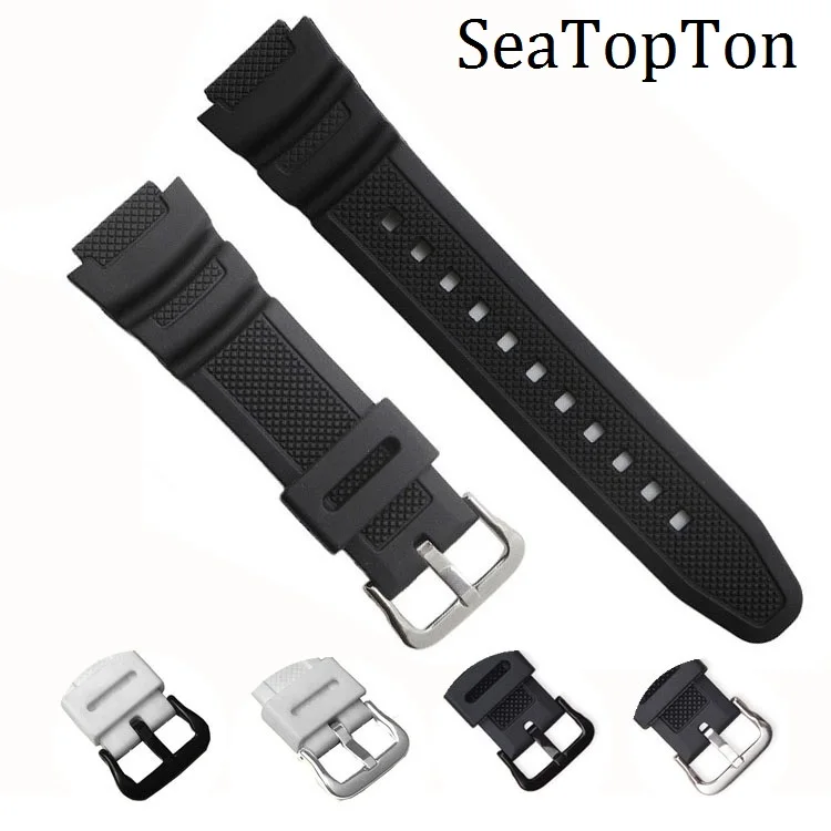 18mm Black Silicone Strap for Casio AE-1000w AQ-S810W SGW-400H SGW-300H Rubber Watchband Pin Buckle Strap Watch Wrist Bracelet