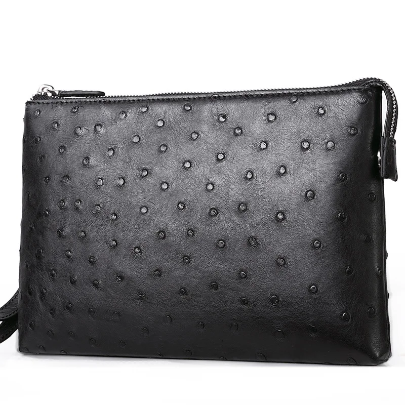 Оригинальный деловой Тонкий клатч из натуральной страусиной кожи кошелек