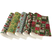 5pcs christmas hat santa car snowflake printed lychee leather texture fabric for purses wallets handbags cosmetic bag making30