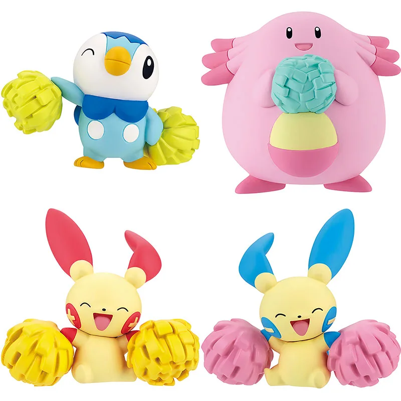 

TAKARA TOMY Original Pokemon Cheerleading style Piplup Plusle Minun Gashapon Chansey Action Figure Model Toys Gift for Children