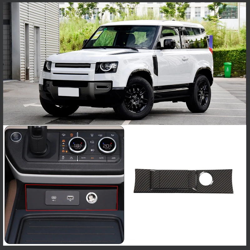 

For 2020-2021 Land Rover Defender 110 ABS carbon fiber car central control USB charging port protective cover sticker auto parts