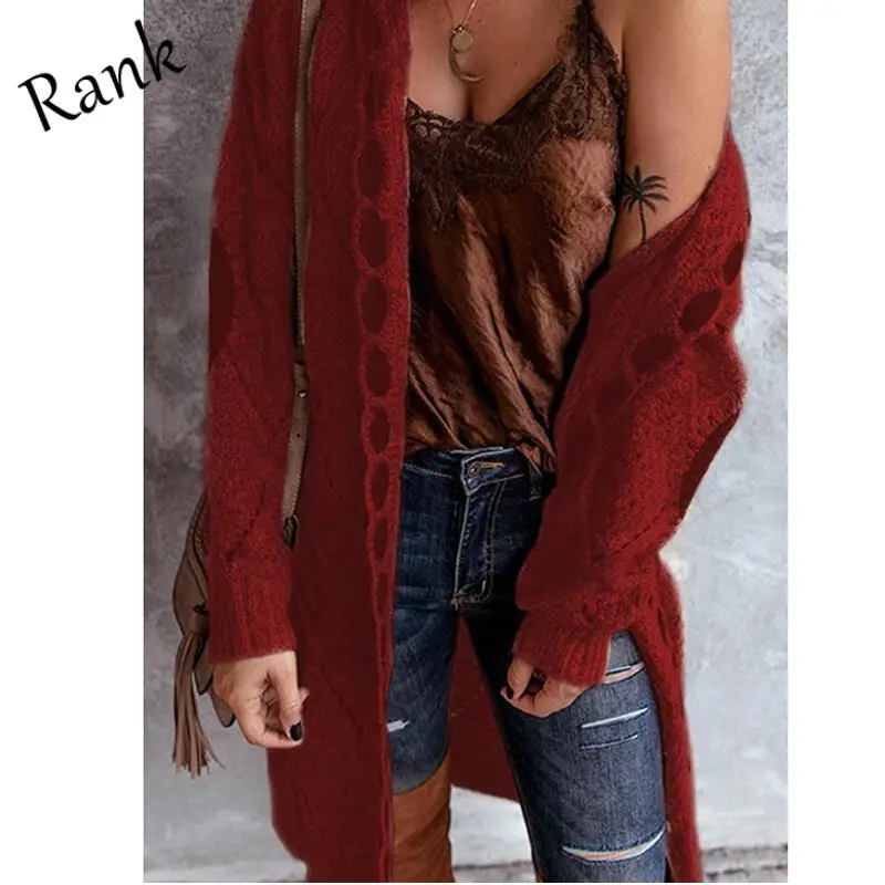 

Rank Women's Sweater 2021 Fashion Knitwear New Hot Sale Hooded Fabric Knitted Solid Color Long-Sleeved Cardigan Women's Sweater