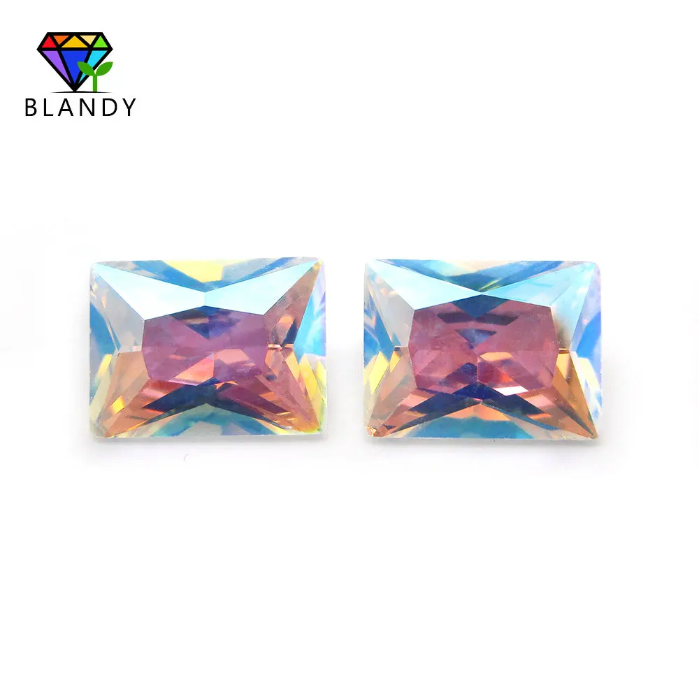Plating AB Color Cubic Zirconia Stone 3x5~10x12mm Rectangle Shape Multicolor CZ Synthetic Gems For Jewelry | Украшения и