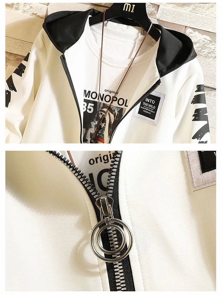 

Men's jacket 2020 new spring autumn printing function tooling hooded jacket loose Korean fashion trend tide brand coat K07