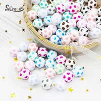 10pc football silicone beads baby teether food grade pacifier clip accessories pendant nursing gifts baby products teething toy