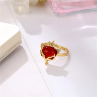 princess crown fox ring womens ring zircon stone wedding ring opening ring adjustable korean fashion opal jewelry gift