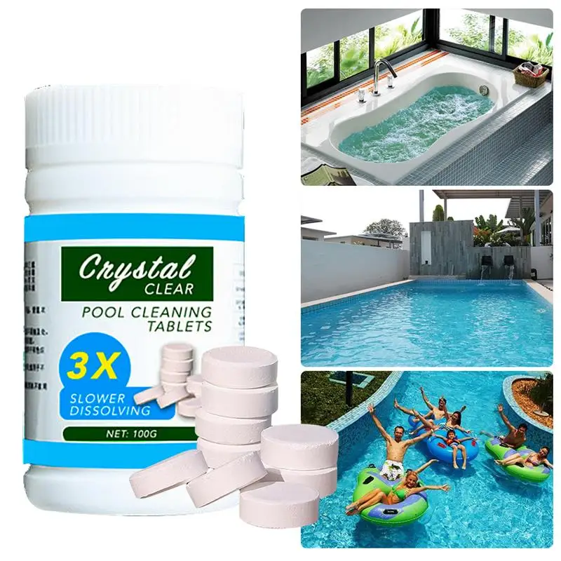 

100 Pieces / Bottle Swimming Pool Cleaning Multi Use Clarifier Swimming Tablets Pool Effervescent Multifunction Tablets