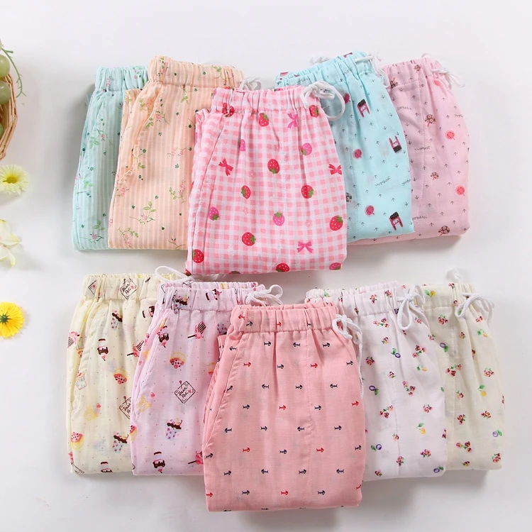 2019 весенние и осенние женские хлопковые газовые пижамы домашние брюки тонкие