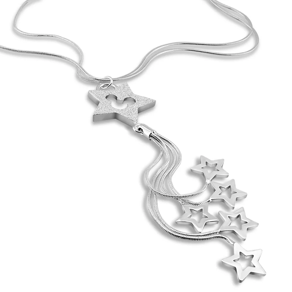 

Fashion Multilayer Snake chain Star Pendant Necklace Women 925 Sterling Silver Star Mickey Choker Necklaces Jewelry New Style