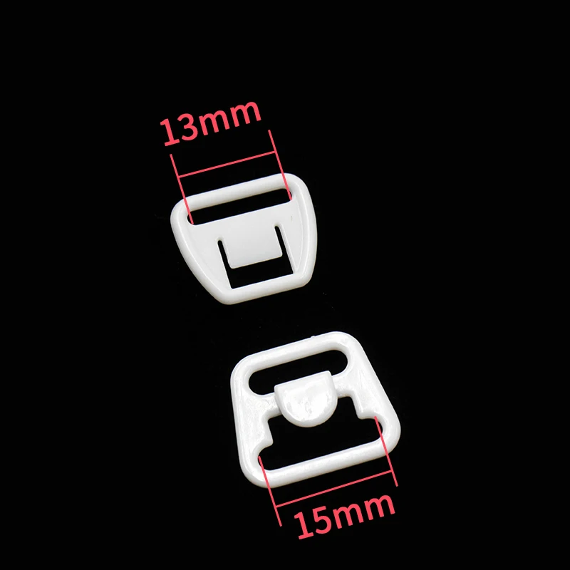 White 15mm 10 шт. пластиковый нейлоновый бюстгальтер для грудного вскармливания с пряжкой, аксессуары для шитья бюстгальтеров, зажимы для нижнего белья - Цвет: White 15mm