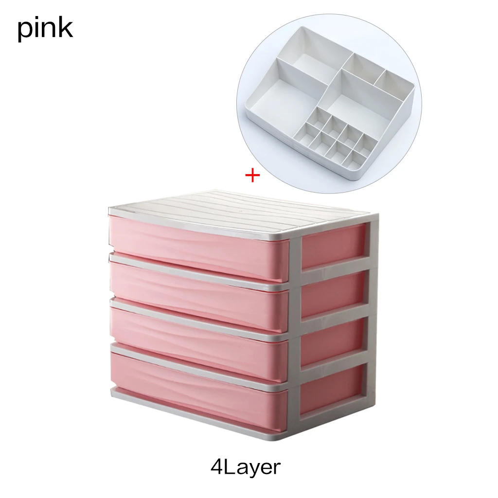 4Layer-pink Пластиковая коробка большой емкости, ящик для хранения косметики, органайзер, коробка для дома, телефона, для мелочей, стойка для ухода, дропшиппинг - Цвет: 4Layer-pink