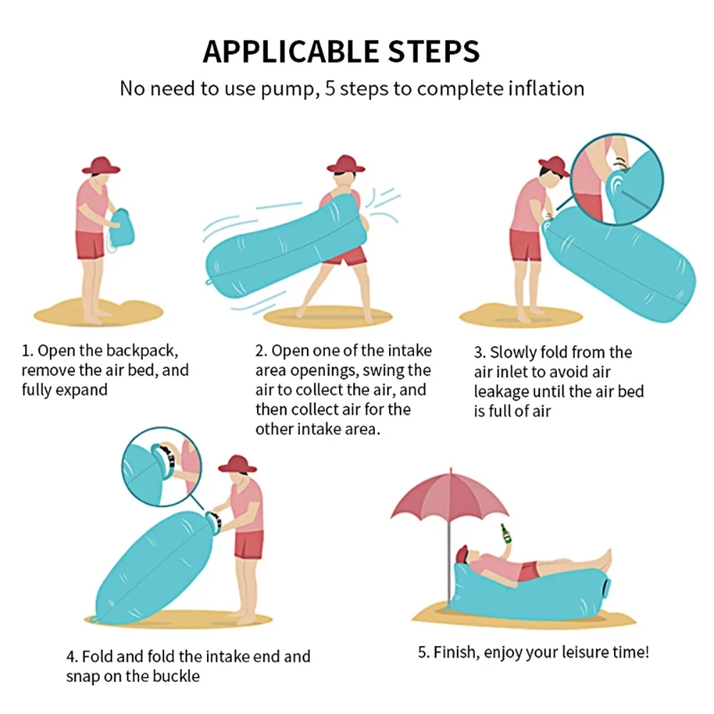 

Inflatable Sofa Outdoor Air Sofa Portable Ultralight Sun Lounger Beach Air Mattress Inflatable Bed for Travelling Camping Pool