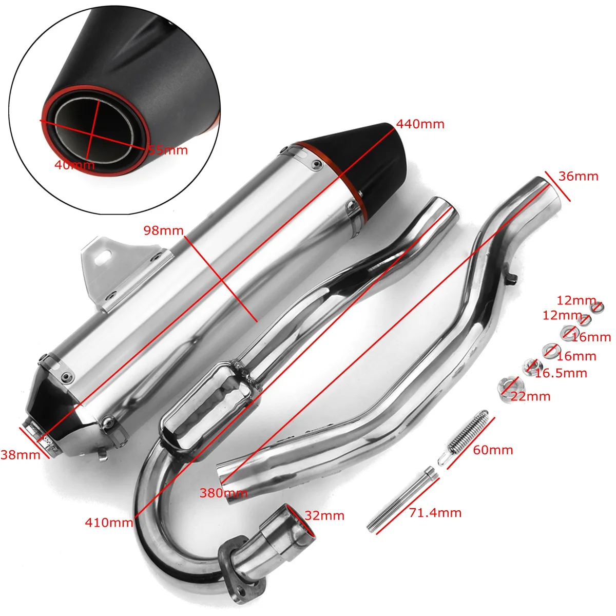 

Motorcycle Exhaust Muffler Pipe Exhaust Tip Silencer Slip On For Honda CRF150F CRF230F 2003-2016 CRF 150 F 230 F