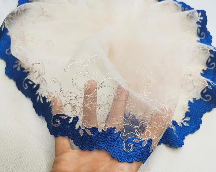 Двухметровая подложка с вышивкой Королевского синего цвета тонкая кружевная