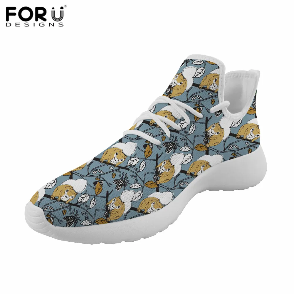 FORUDESIGNSD/кроссовки с принтом белки белая трикотажная обувь весенняя на плоской