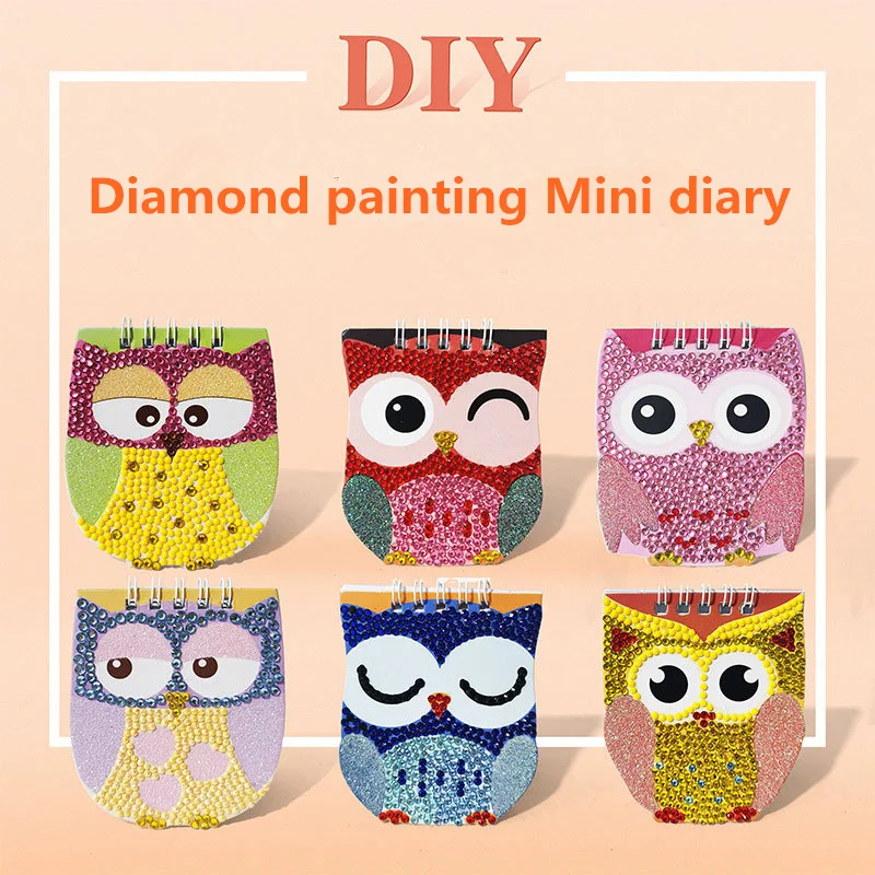 

Новый Яркий Алмазный блокнот, алмазная живопись, вышивка крестиком, сделай сам, дневник совы, 5D алмазная вышивка, 6 шт./компл., детский подарок