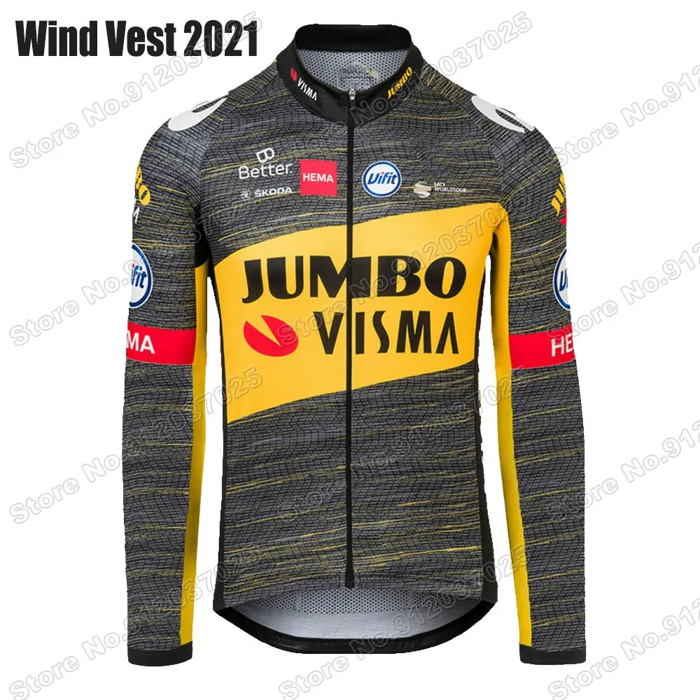 

Wind Vest Jumbo Visma Team 2021 Cycling Jacket Windproof Road Cycling Jerseys Long Sleeve Coat Windstopper MTB Maillot Cyclisme