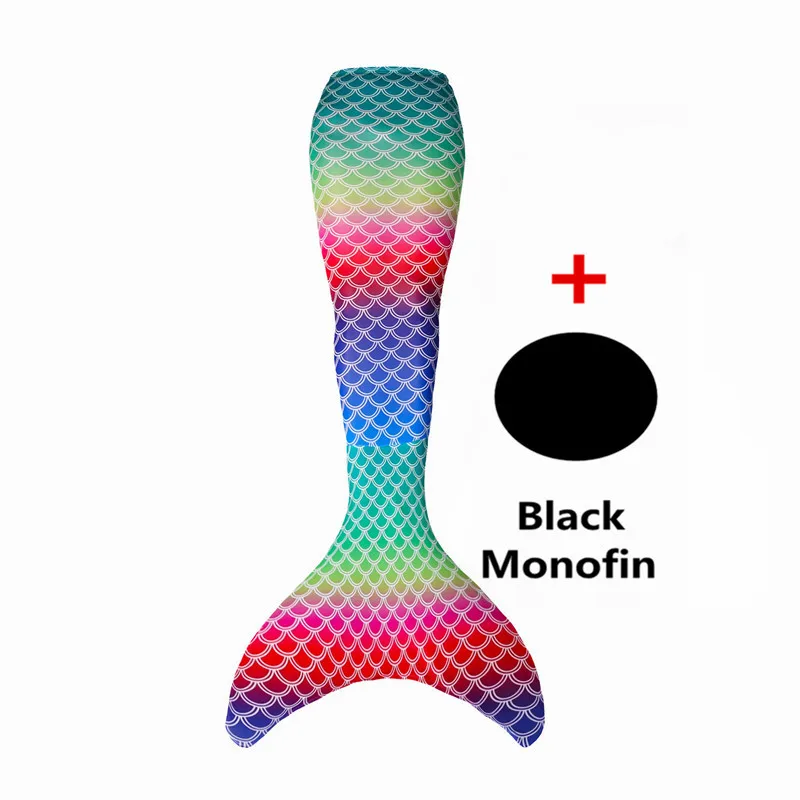 Tail and Monofin Новинка! хвосты маленькой русалки с черным монофином для детей, взрослых, летнее платье, купальный костюм, костюм русалки - Цвет: Tail and Monofin