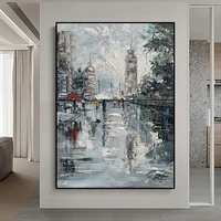 knife landscaple oil painting northern europe light luxury style decorative city palette knife oil painting art paintings