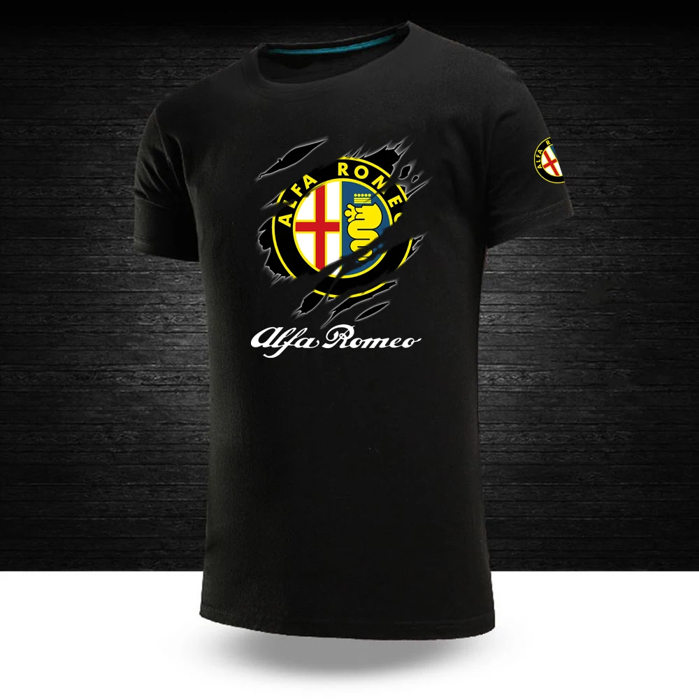 

Men's Creative Design Alfa Romeo Tops Casual Fashion Short Sleeves 100%Cotton Tshirts Unisex Round neck Hip Hop Sport Tee