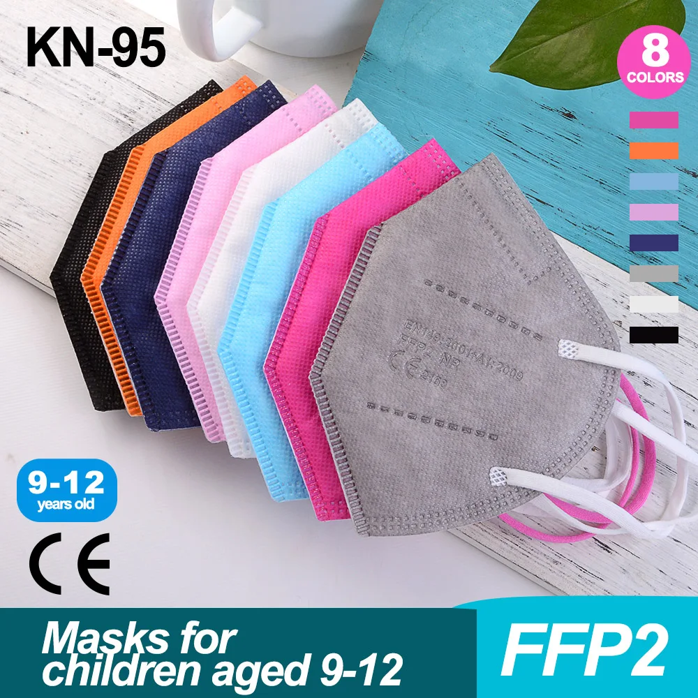 От 9 до 12 лет FFP2 маски для детей Homologadas KN95 CE цветная FFP2Mask защитная маска FP2 FPP2