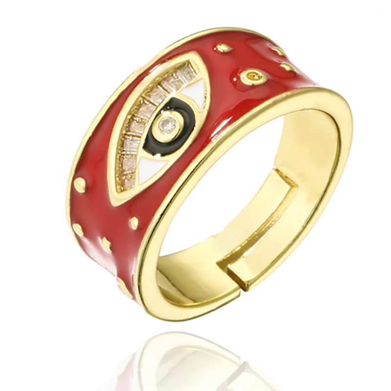 Широкое эмалированное открытое регулируемое кольцо на палец цветные яркие милые