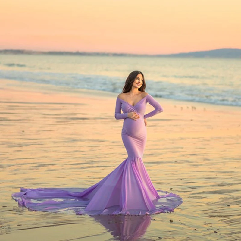 Платье женское с открытыми плечами для беременных приталенное элегантное платье