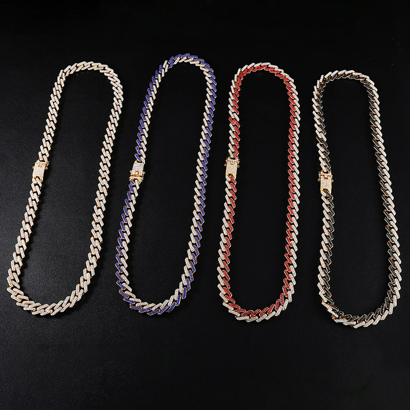 Хип-хоп, 1 комплект, 13 мм, Bling Iced Out, циркон, кубинский, полный, проложить горный хрусталь, мужской браслет, ожерелье Золотое серебро для Мужчин, Ювелирные изделия