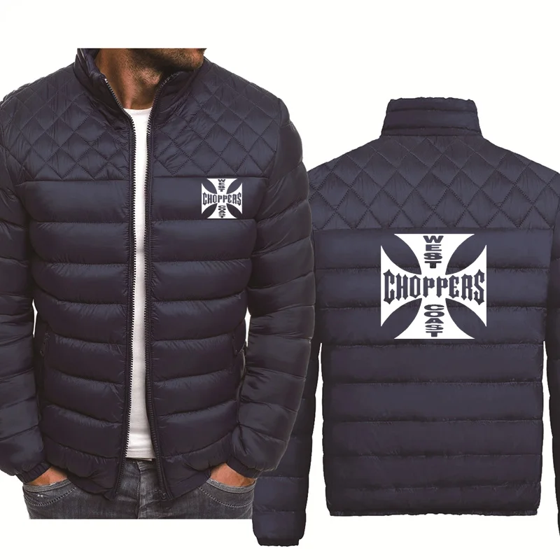 

Casual Men's Zip Jacket West Coast choppers print Spring Autumn High Quality Cotton Thicken Warm Wool Fleece Men's Jacket