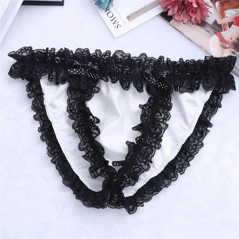 3 шт. Для мужчин трусы нижнее белье Сатиновые Шнуровка с бантиком Трусы стринги