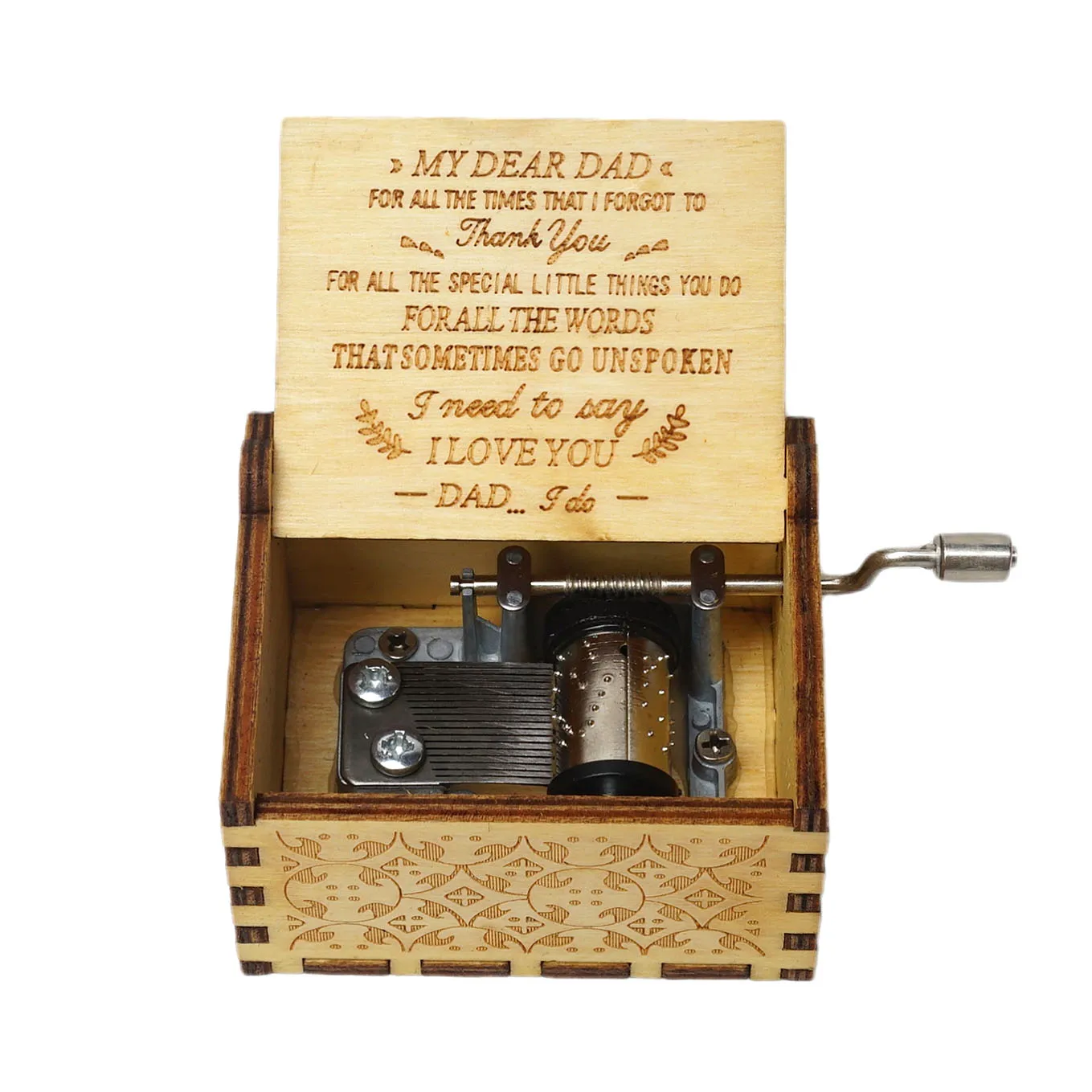 For Dad,hand Cranked Laser Engraved Vintage Musical Boxes Case Gifts For Birthday/christmas/thanksgiving