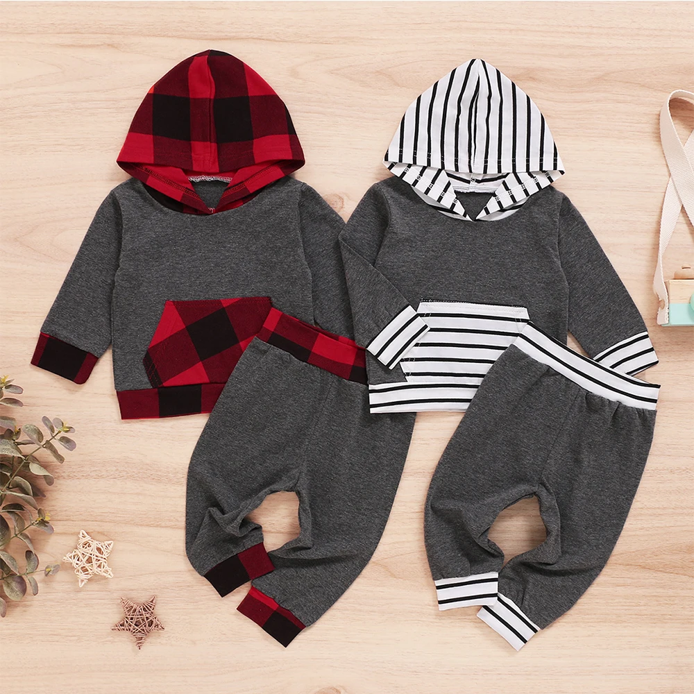 New Autumn and Winter Children's Wear Baby Long-Sleeved Clothes With a Cap Two Piece Suit Baby Boy Clothes Set Clothes Boy
