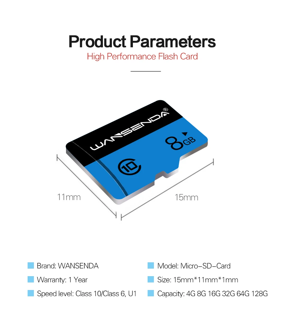WANSENDA, карта памяти, Micro SD, 16 ГБ, 32 ГБ, 64 ГБ, класс 10, Microsd, TF карта, 128 ГБ, Transflash, 4 K, карта с бесплатным адаптером