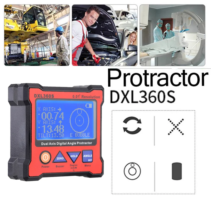 

DXL360S Professional protractor Dual-axis Digital Display Level Gauge Dual Axis magnetic Protractor with 5 Side Magnetic Base