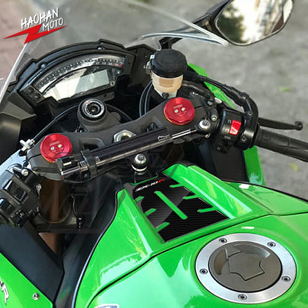 For Kawasaki ZX-10R ZX10R ZX 10R 2011-2017 3D Carbon-look Front Gas Fuel Tank Cover Protector Tank Pad