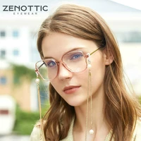 zenottic acetate oversize glasses frame with gold eyewear chain women non slip butterfly anti blue light optical myopia glasses