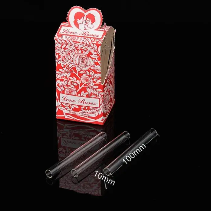 Nice Glass Love Rose Glass Tube With Plastic Flower Inside 36pcs in one box glass smoke pipe tobacco pipe smoking accessory